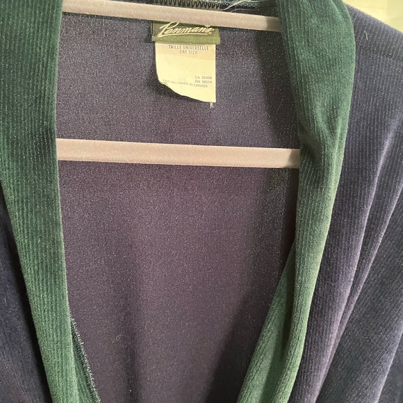 Mens vintage pennmens housecoat ribbed velour velvet one size navy/green - Picture 15 of 15